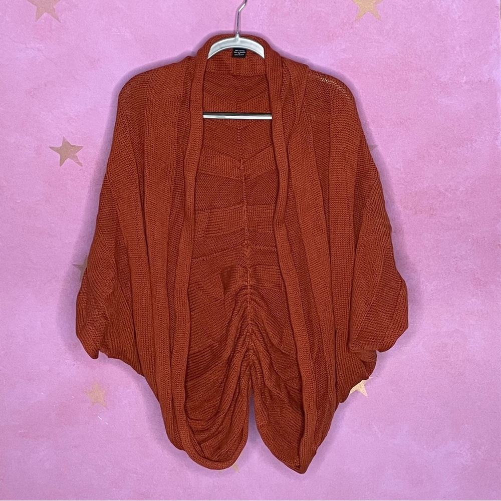 New York and Company Womens Cardigan Burnt Orange Short Sleeve Sweater Medium